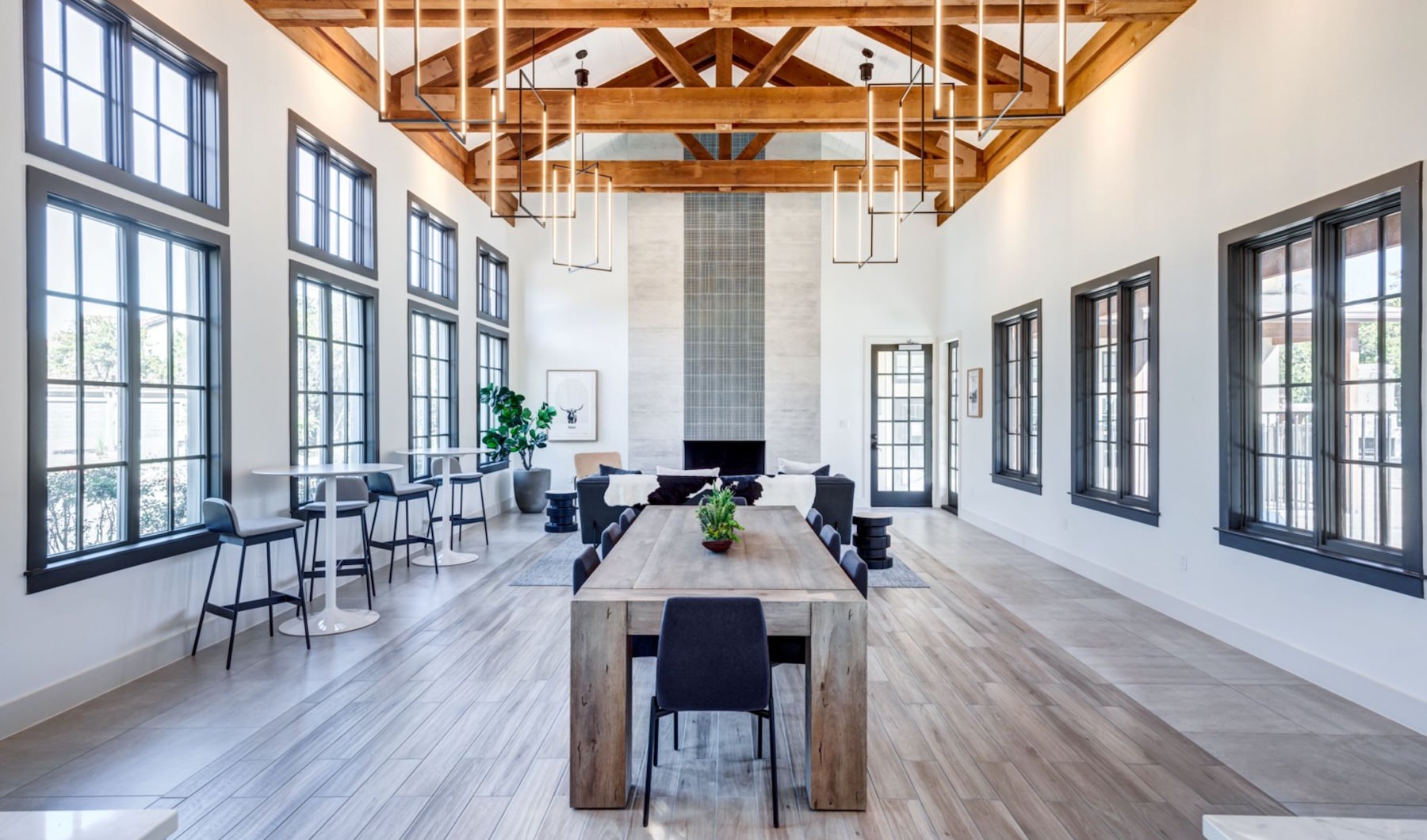 a room with tables and chairs